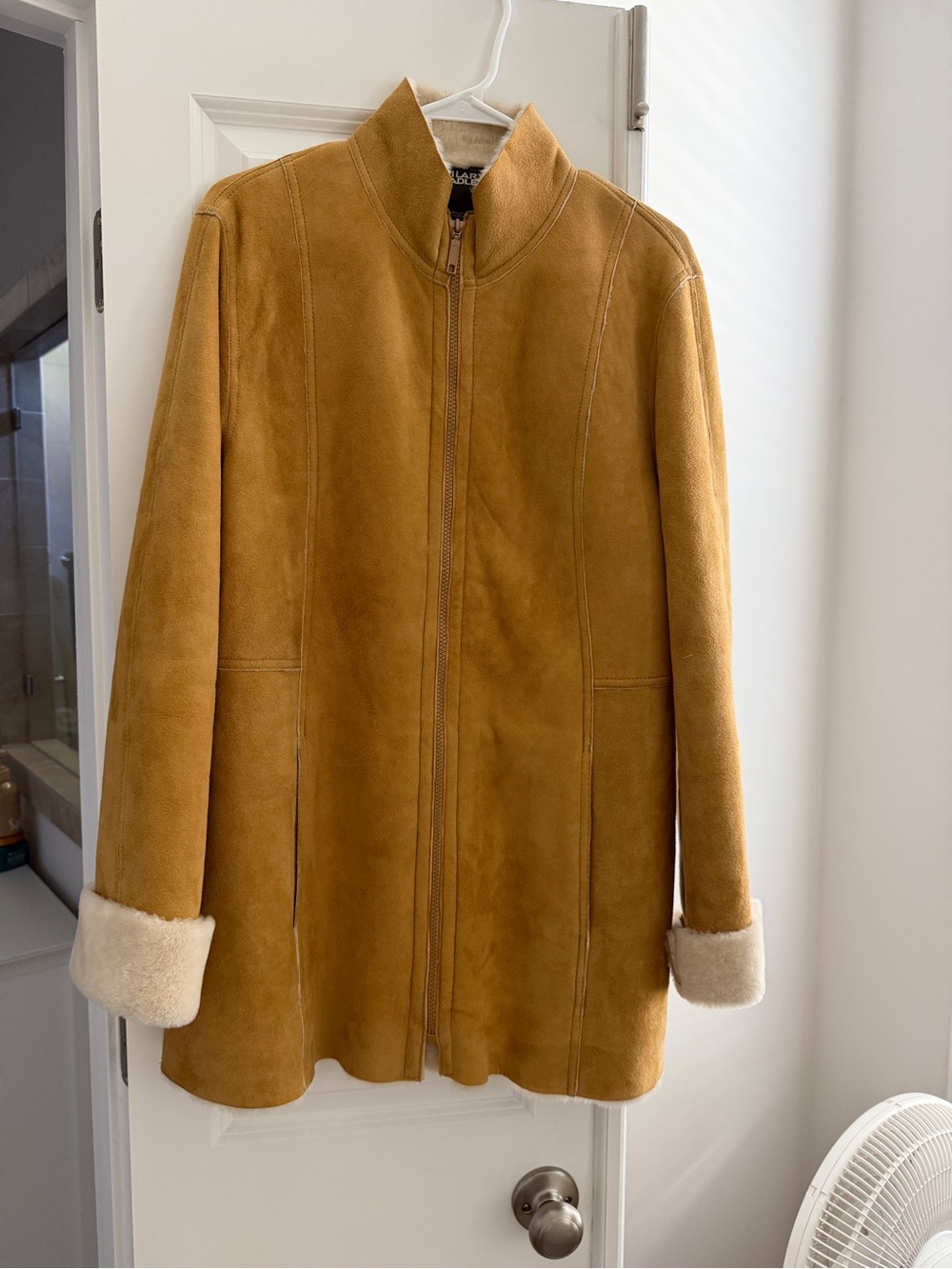 Hilary Radley Vintage Chestnut Suede Shearling Zip Jacket